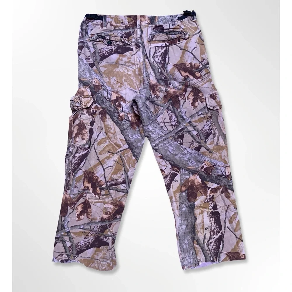 Outfitters Ridge Camo Cargo Pants Men's 34x28 Cropped Hem Realtree Purple